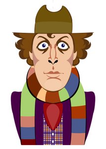 Tom Baker como Doctor Who (caricatura)